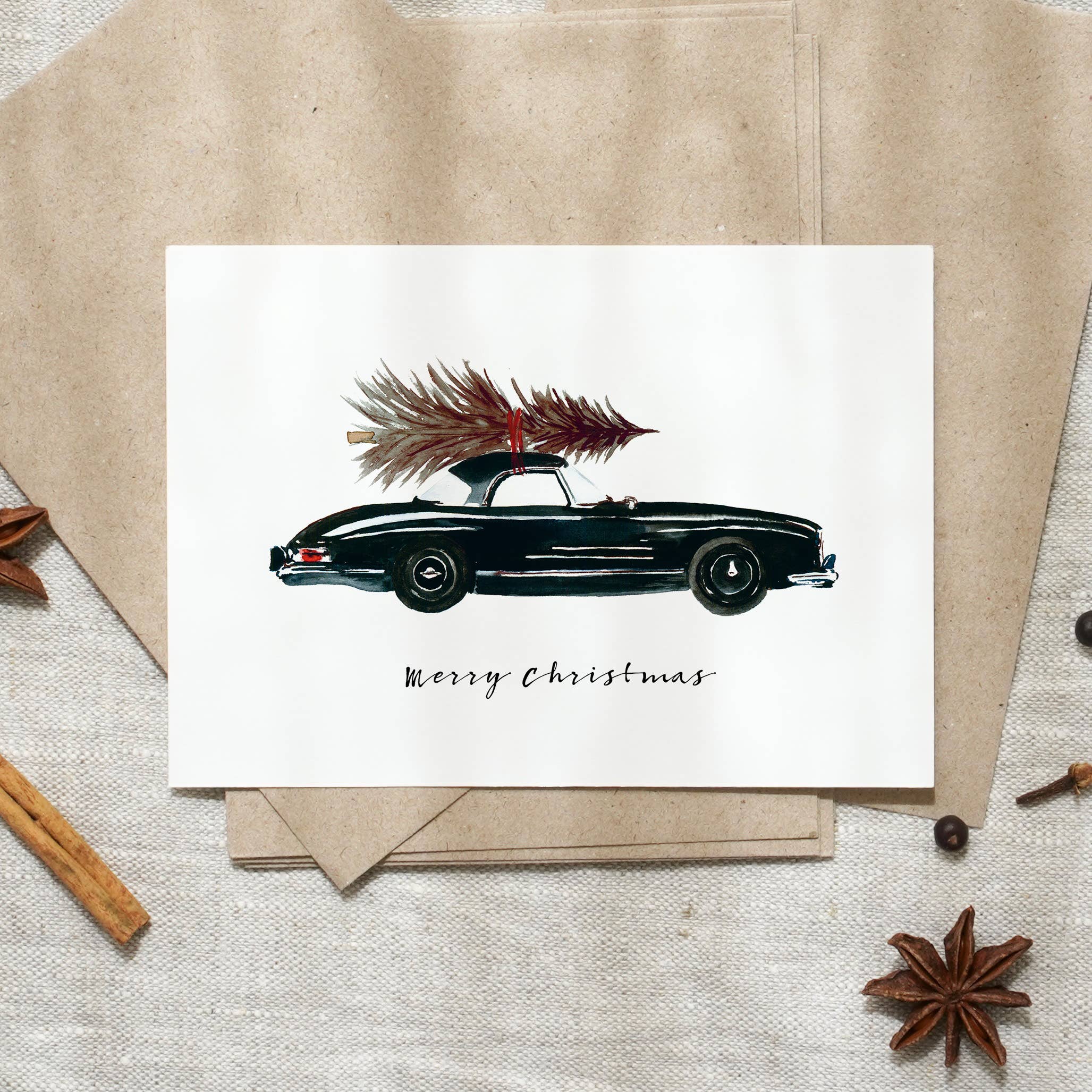 Postkarte - Black Christmas Car - GUNDT HOME