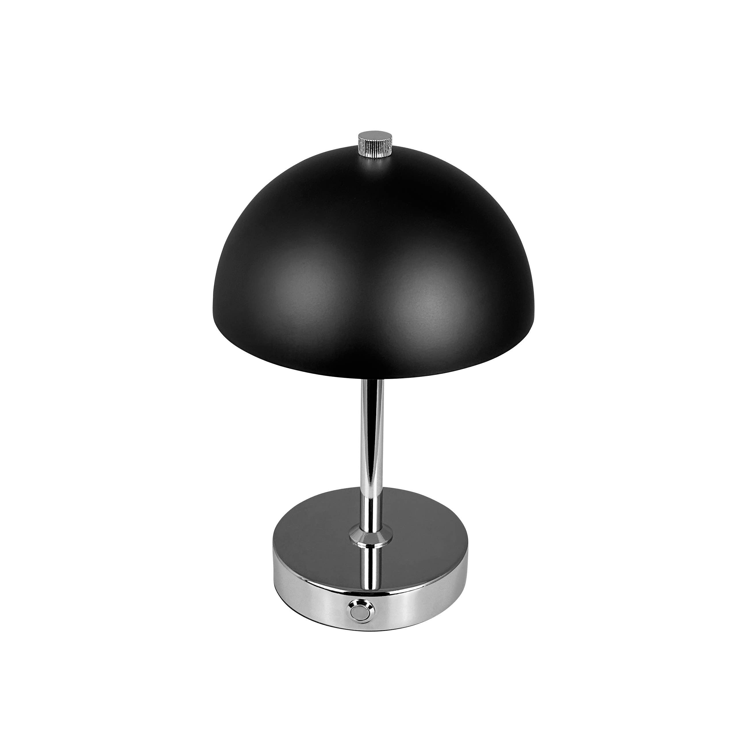 Malmø schwarze/chromfarbene LED-Tischlampe wiederaufladbar - GUNDT HOME