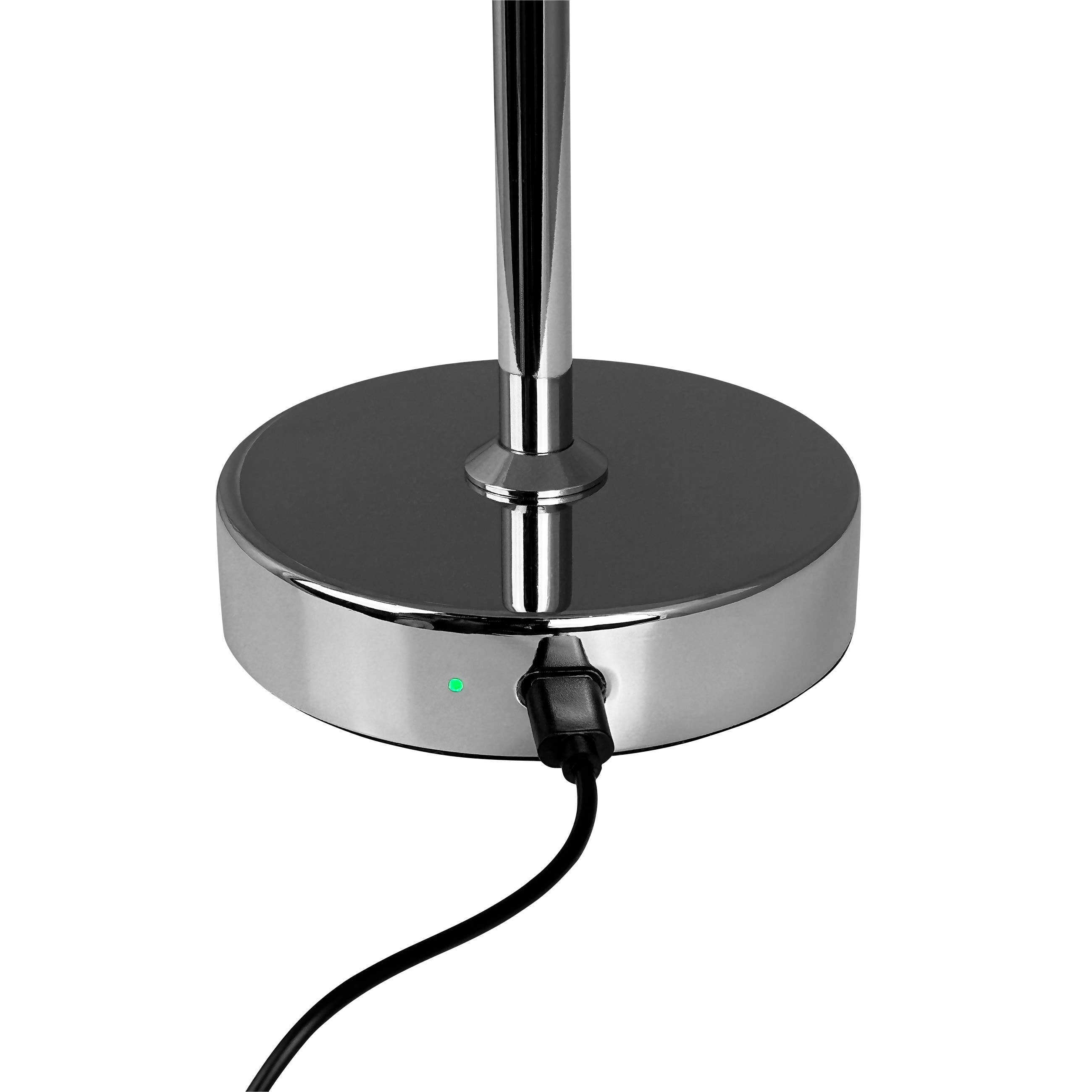 Malmø schwarze/chromfarbene LED-Tischlampe wiederaufladbar - GUNDT HOME