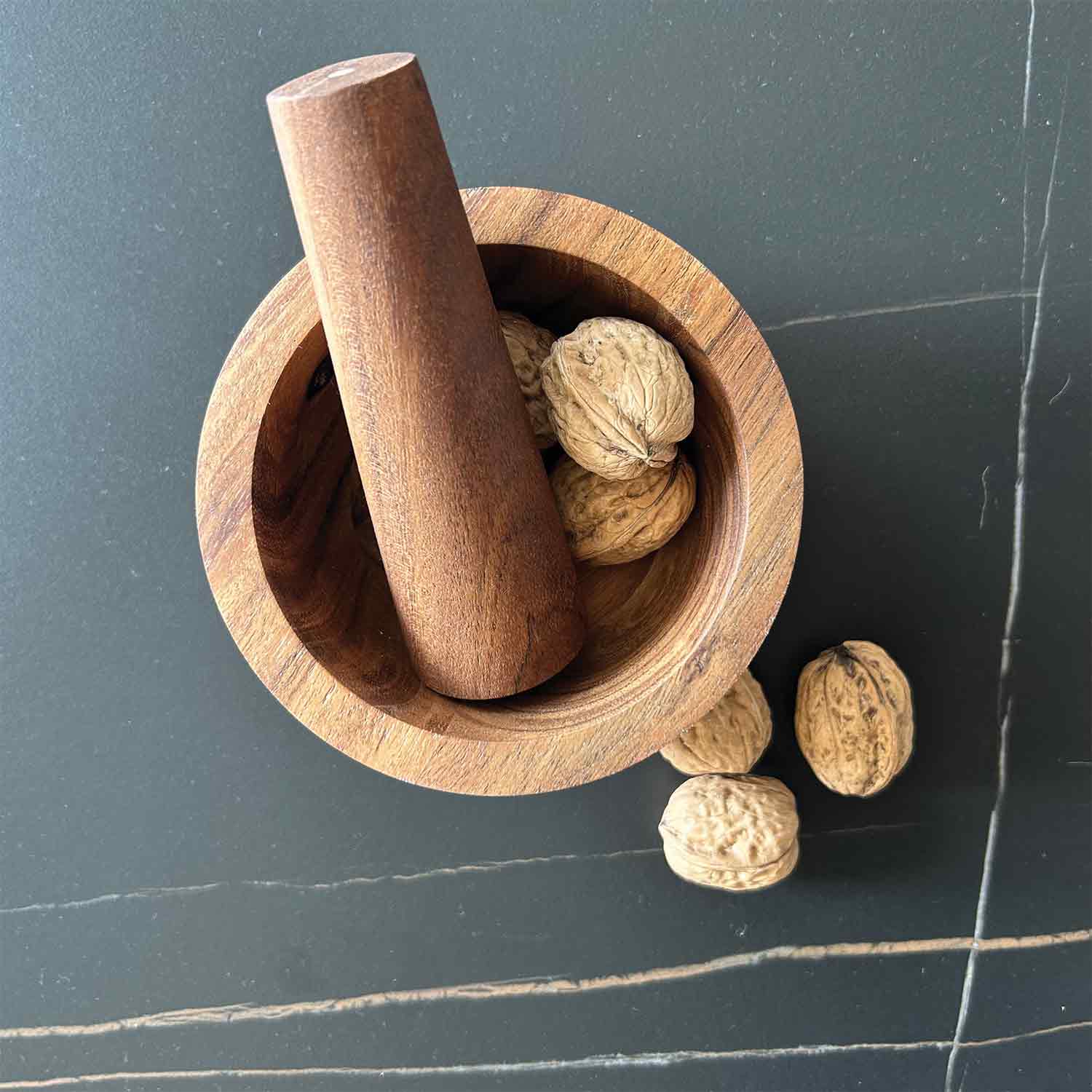 Holzmörser mit Stößel D12 H7cm - GUNDT HOME