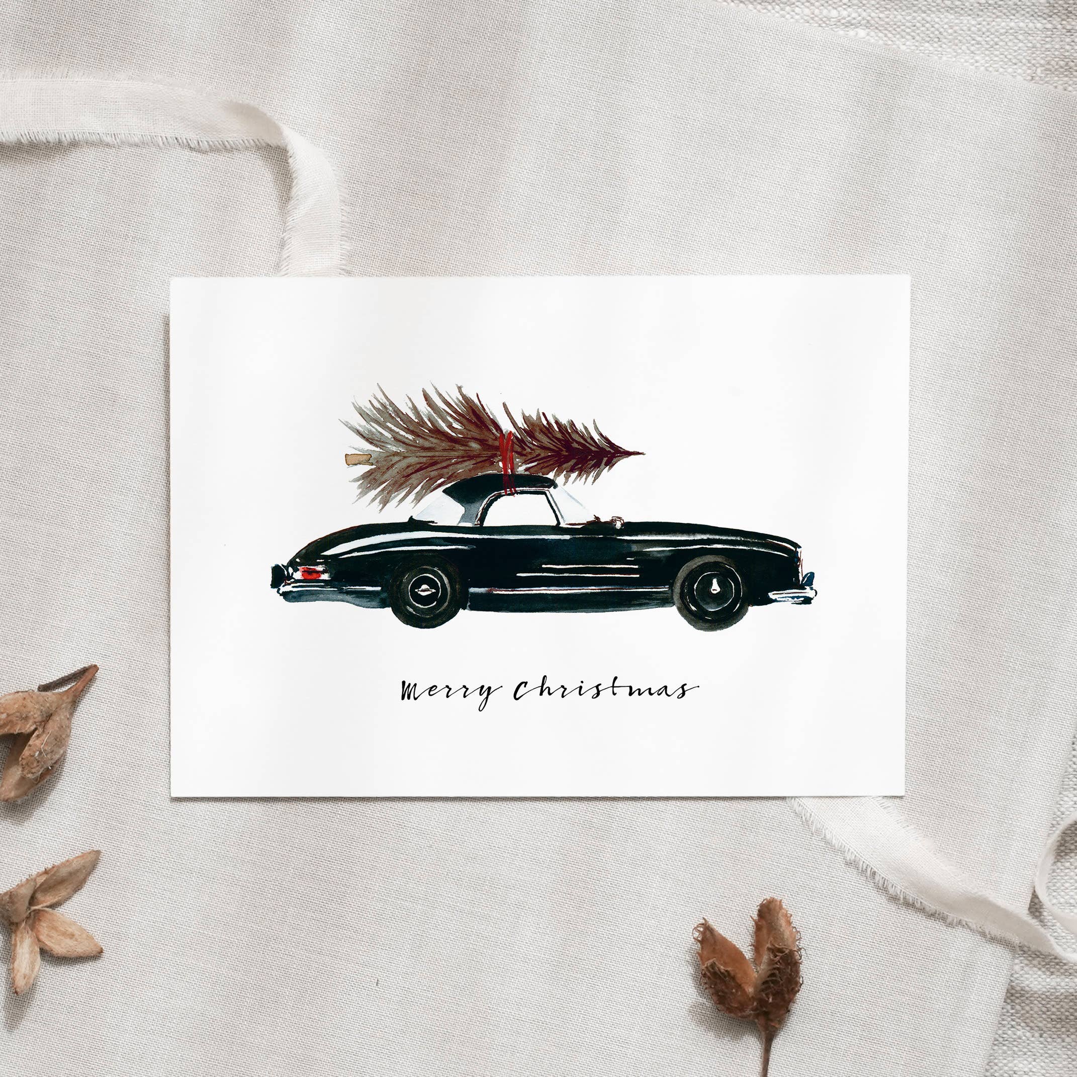 Postkarte - Black Christmas Car - GUNDT HOME